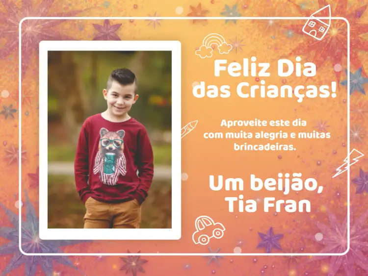Convite Cartão Dia Das Crianças Com Foto Amarelo – tema Datas Comemorativas amarelo, divertido, infantil, colorido, ilustrações lúdicas