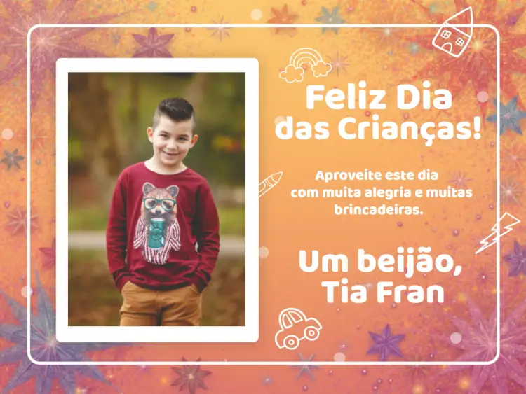 Convite Cartão Dia Das Crianças Com Foto Amarelo