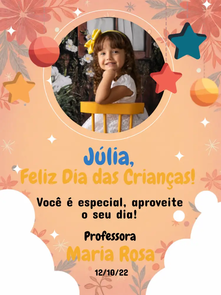 Convite Cartão Dia Das Crianças Com Foto Vermelho – tema Datas Comemorativas vermelho, divertido, infantil, colorido, lúdico, criativo