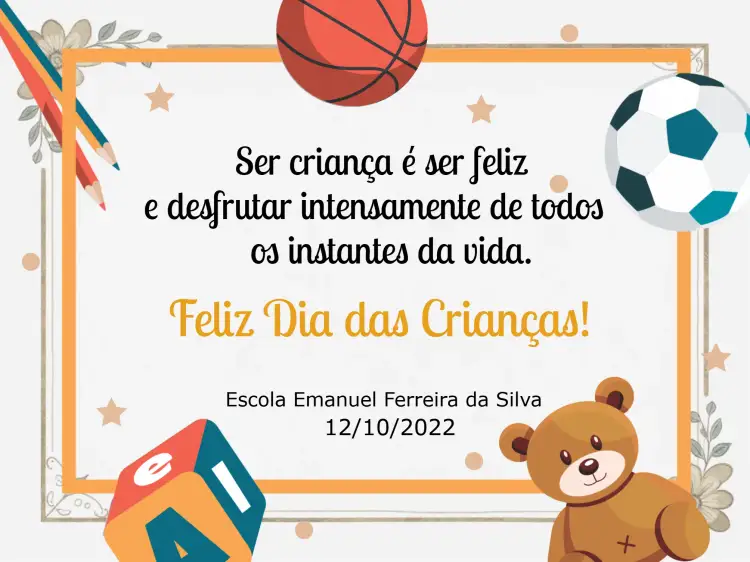 Convite Cartão Dia Das Crianças Comemoração – tema Datas Comemorativas colorido, lúdico, divertido, infantil, moderninho