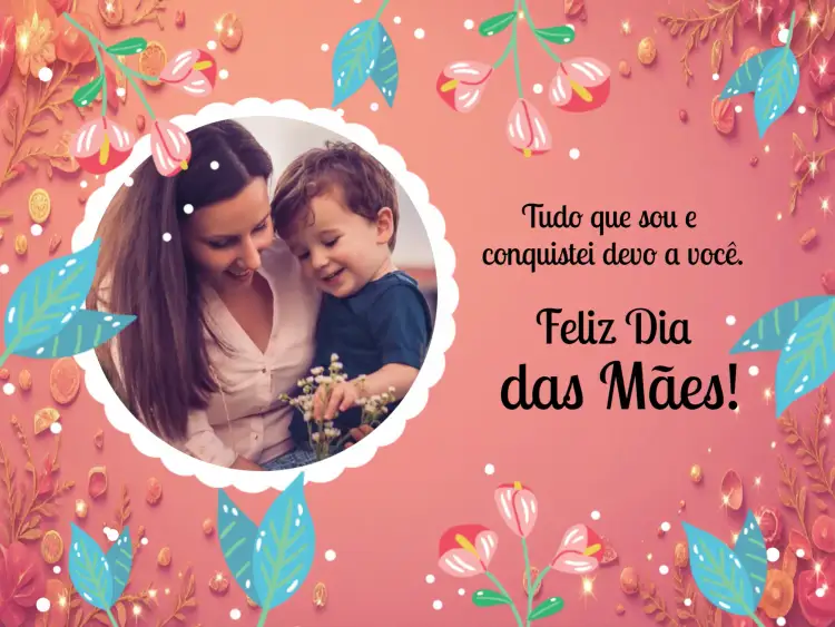 Convite Cartão Dia Das Mães Com Foto Comemoração – tema Datas Comemorativas floral, moderno, colorido, romântico, elegante