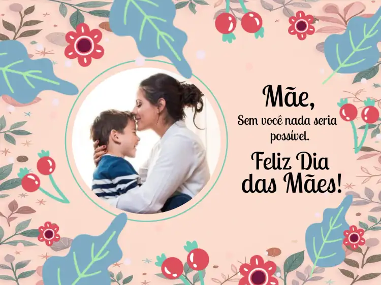 Cartão Dia Das Mães Com Foto Rosa