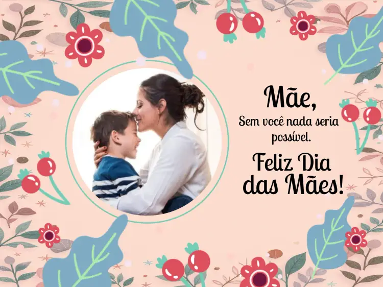 Convite Cartão Dia Das Mães Com Foto Rosa – tema Datas Comemorativas floral, moderno, romântico, colorido, elegante, vibrante