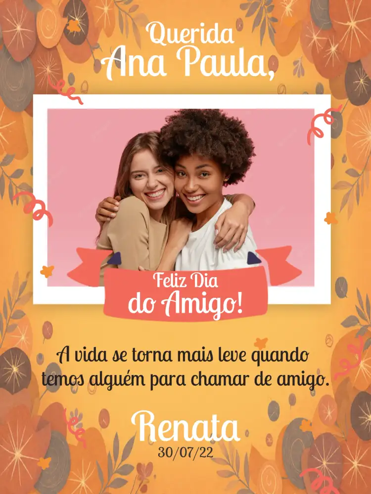 Convite Cartão Dia Do Amigo Com Foto Estrela – tema Datas Comemorativas colorido, divertido, moderno, ilustrações de estrelas, estilo alegre, design vibrante