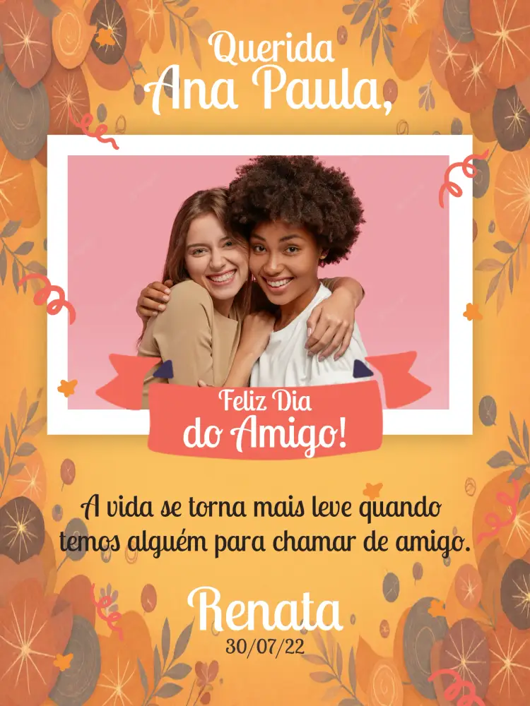 Convite Cartão Dia Do Amigo Com Foto Estrela