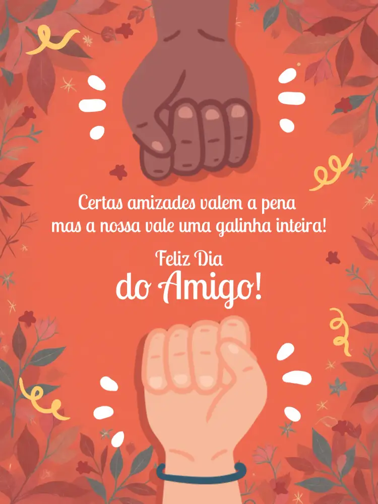 Convite Cartão Dia Dos Amigos Laranja – tema Datas Comemorativas laranja vibrante, amarelo alegre, divertido, ilustrações lúdicas, moderno, informal