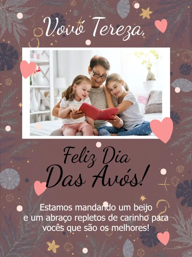 Cartão Dia Dos Avós Com Foto Vermelho