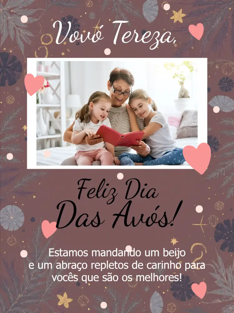 Convite Cartão Dia Dos Avós Com Foto Vermelho – tema Datas Comemorativas vermelho, coração, romântico, moderno, divertido