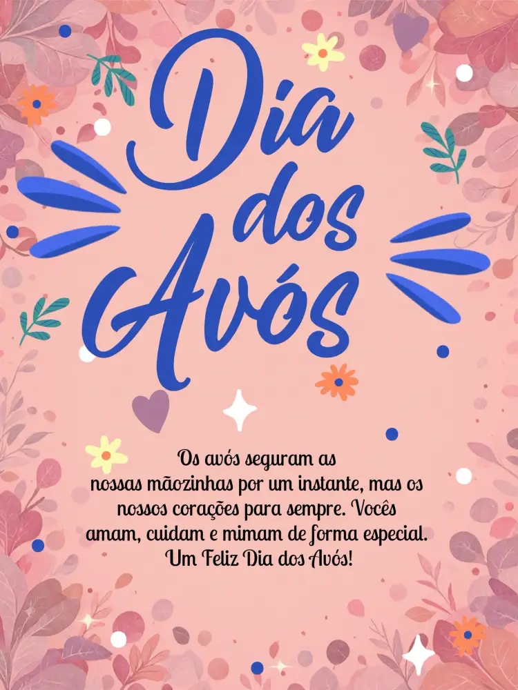 Convite Cartão Dia Dos Avós Felicitações – tema Datas Comemorativas floral, pastel, moderno, carinhoso, colorido, alegre