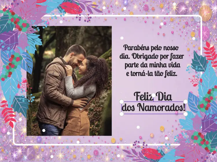 Convite Cartão Dia Dos Namorados Com Foto Felicitações – tema Datas Comemorativas moderno, amoroso, floral, romântico, colorido