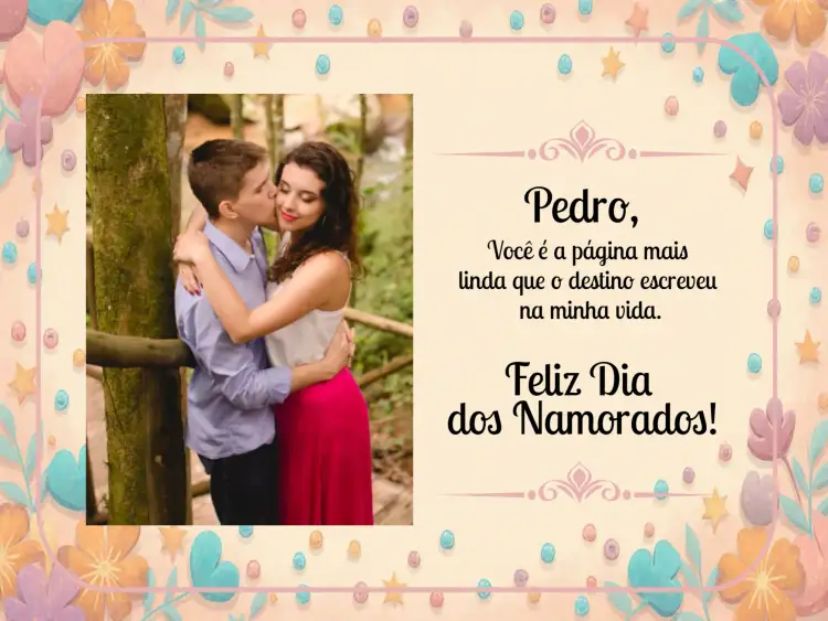 Cartão Dia Dos Namorados Com Foto Folhas