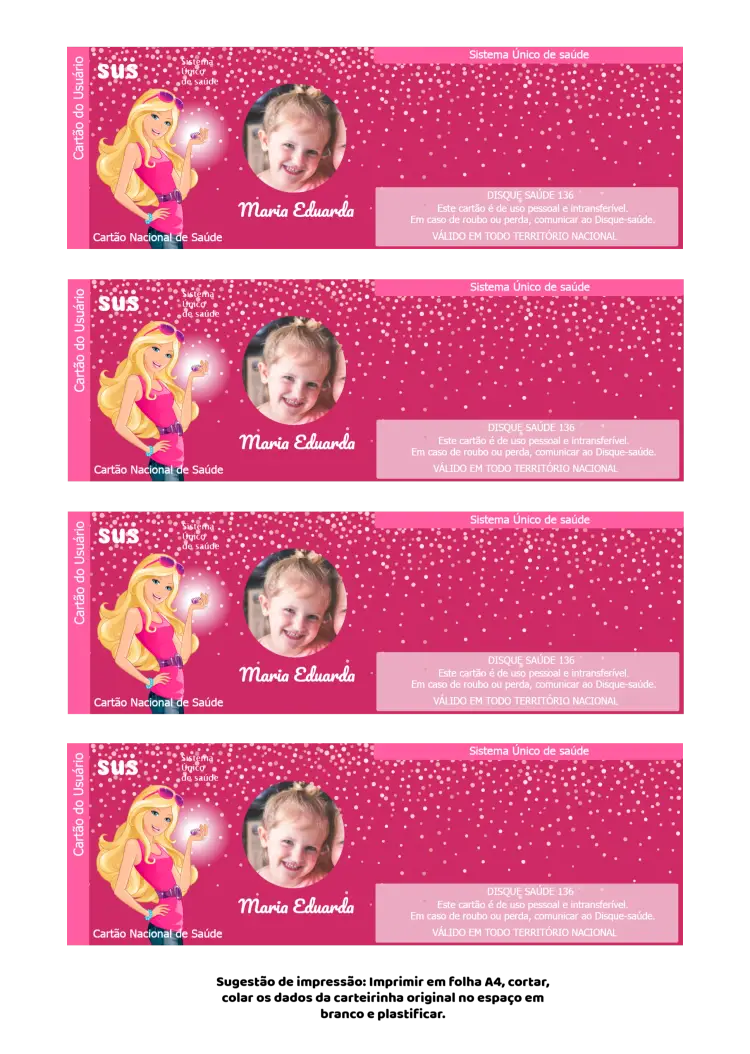 Convite Cartão Do Sus Barbie Com Foto Glitter