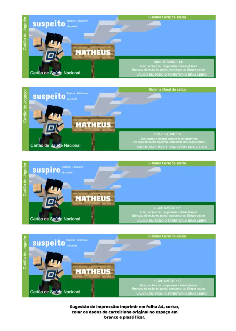 Convite Cartão Do Sus Minecraft Verde