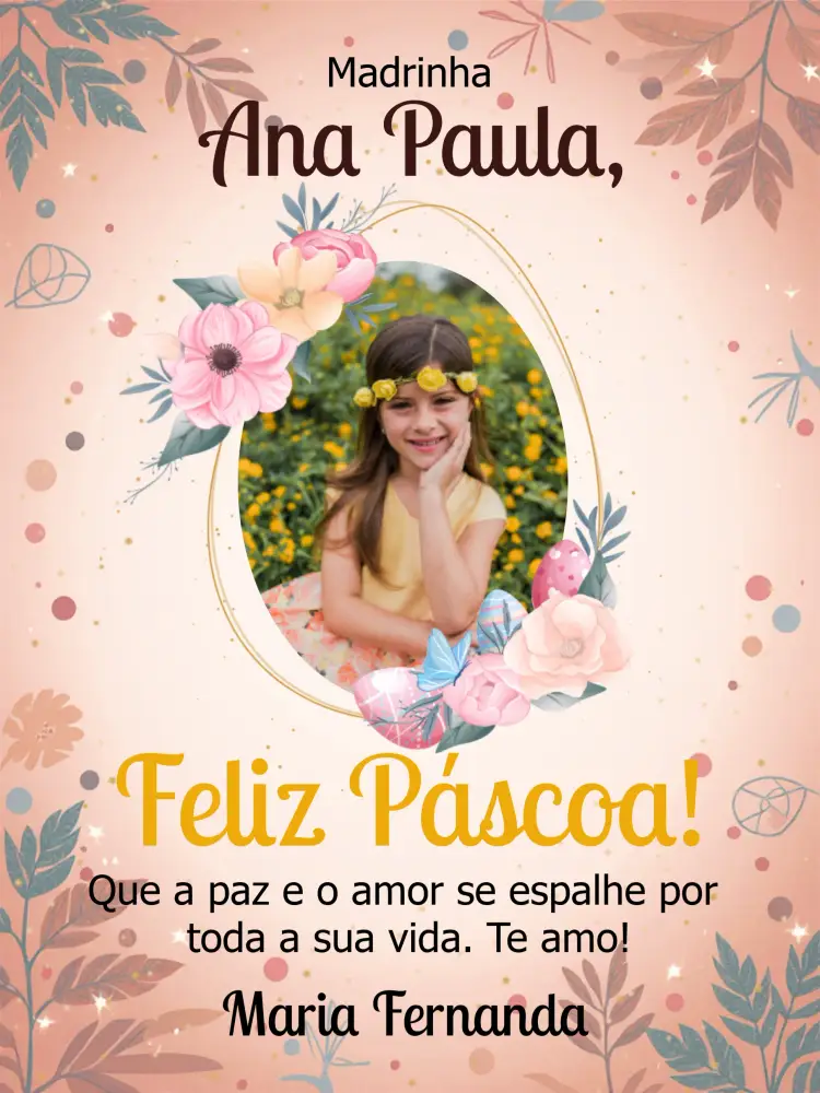 Convite Cartão Feliz Páscoa Com Foto Circulos