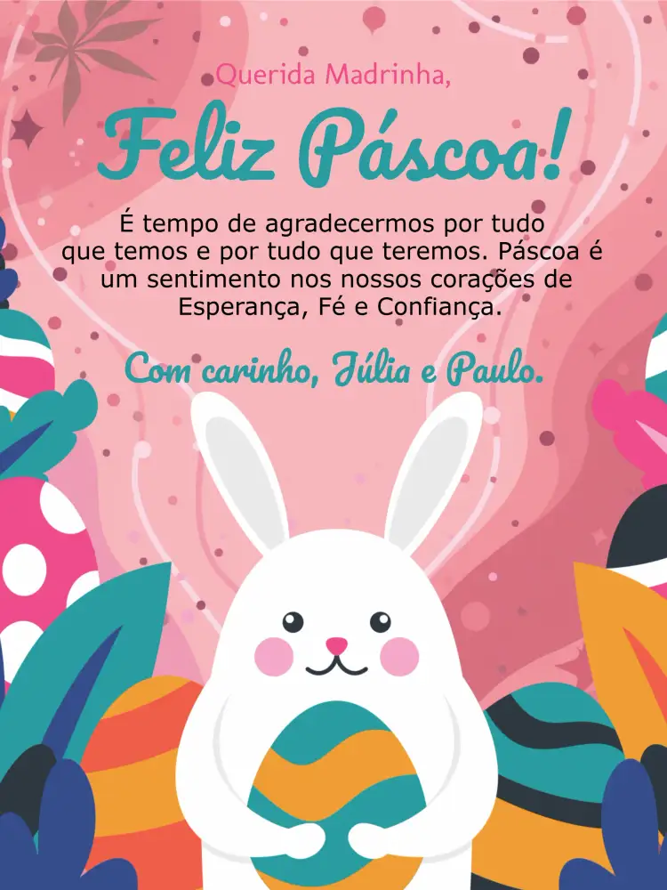 Convite Cartão Feliz Páscoa Plantas – tema Datas Comemorativas floral, moderno, colorido, alegre, tropical