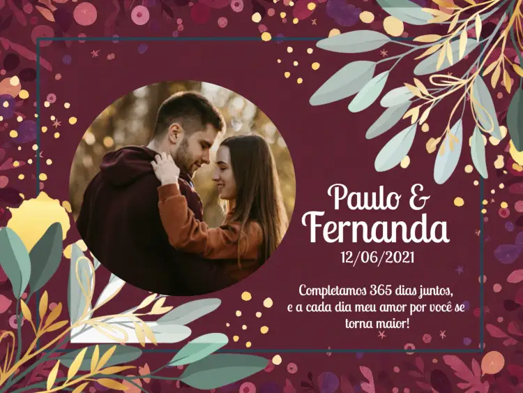 Convite Cartão Namorados Com Foto Namoro – tema Datas Comemorativas romântico, floral, colorido, moderno, minimalista