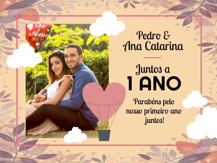 Convite Cartão Namorados Com Foto Nuvens – tema Datas Comemorativas romântico, delicado, minimalista, sonhador, moderno, luz suave