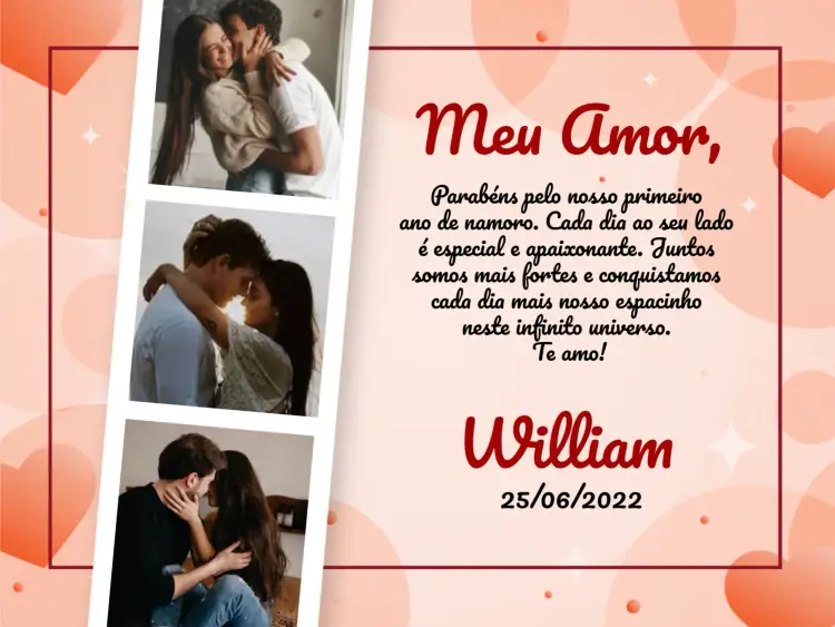 Convite Cartão Namorados Com Foto Rosa – tema Datas Comemorativas romântico, delicado, colorido, moderno, personalizado
