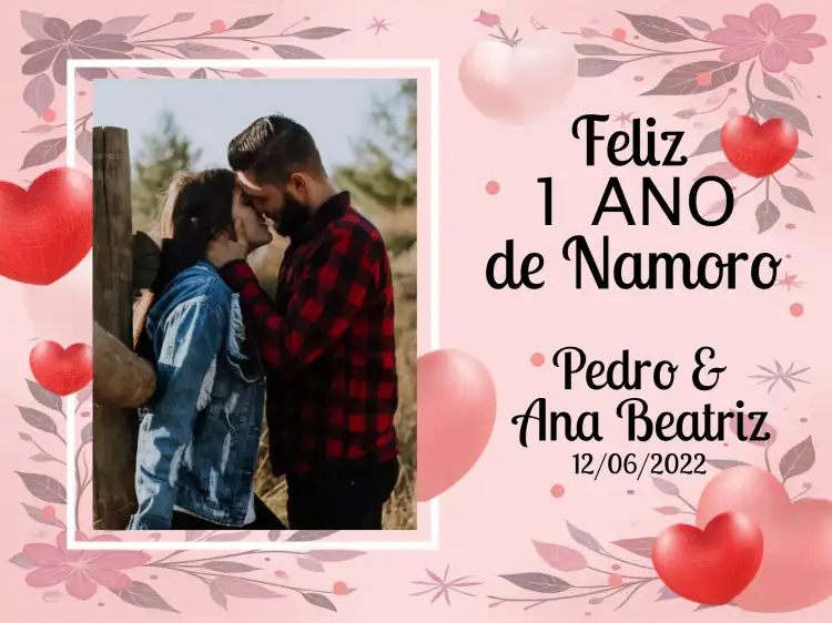 Cartão Namorados Com Foto Rosa