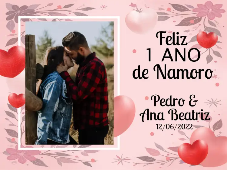 Convite Cartão Namorados Com Foto Rosa – tema Datas Comemorativas romântico, delicado, moderno, cores suaves, minimalista