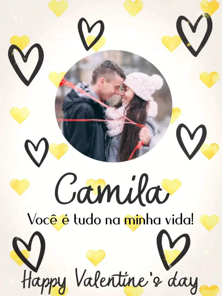 Convite Cartão Para Namorados Com Foto Dia – tema Datas Comemorativas dourado, branco, preto, moderno, romântico, minimalista