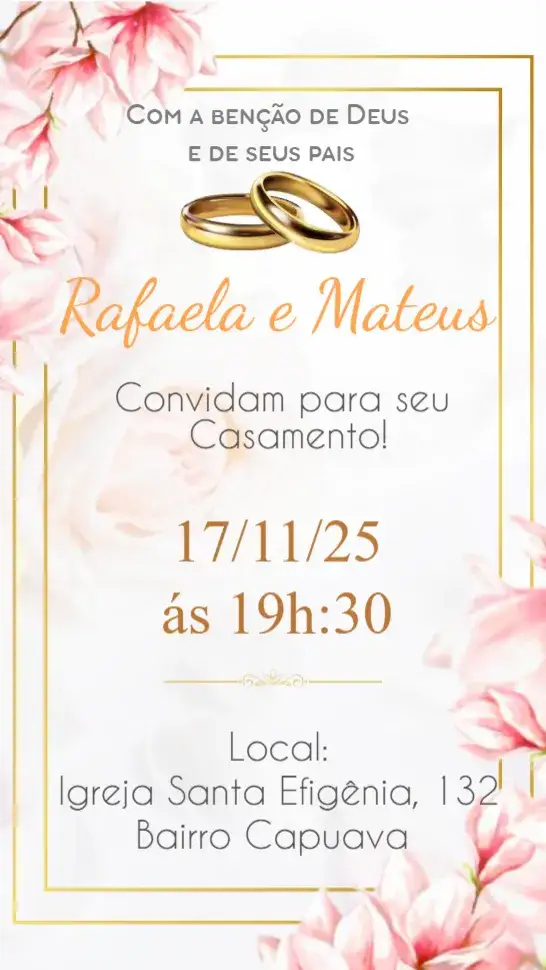 Convite Casamento – tema Casamento floral, romântico, elegante, vintage, minimalista