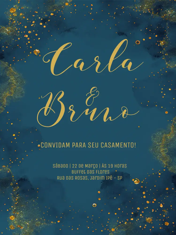 Convite Casamento Aquarela Mármore