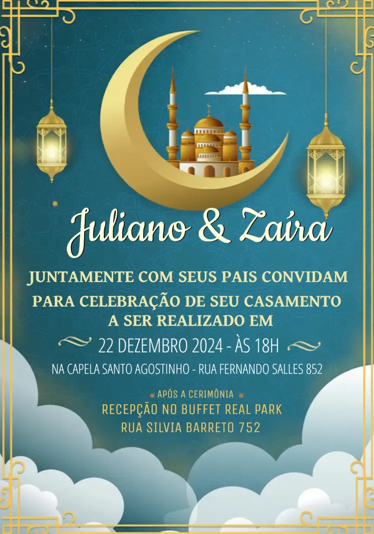 Convite Casamento Árabe Indiano