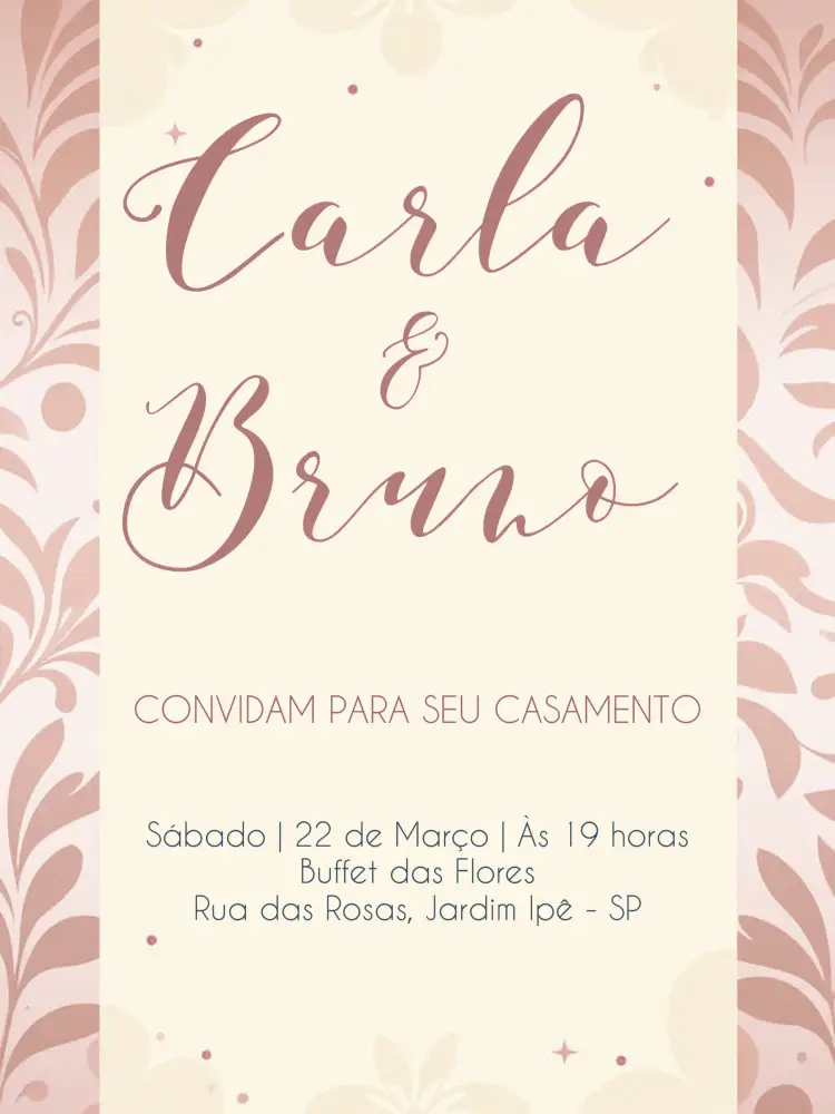 Convite Casamento Arabesco Rosa Rosê