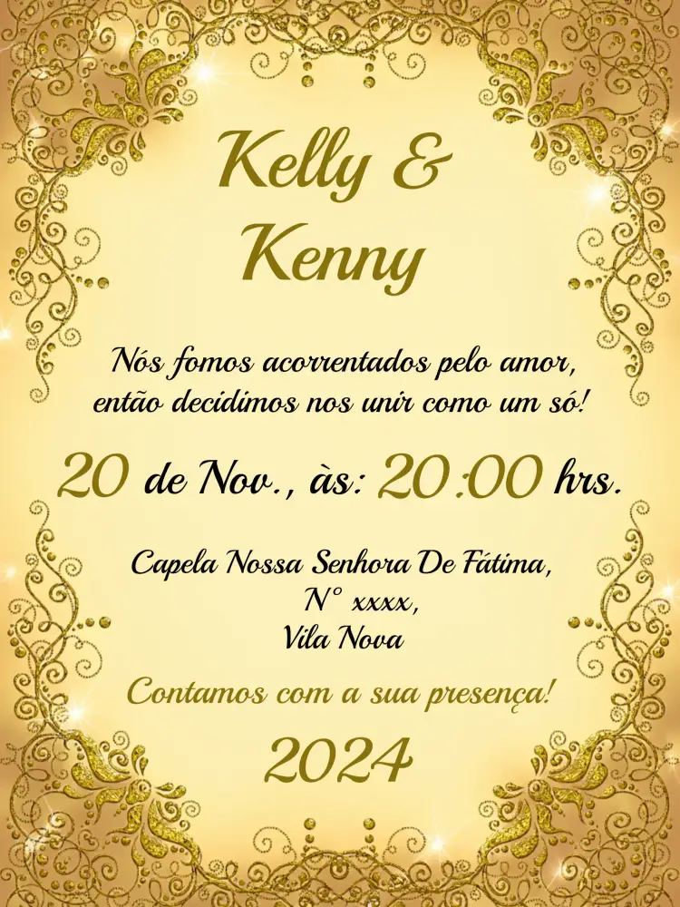 Convite Casamento Arabescos Amarelo
