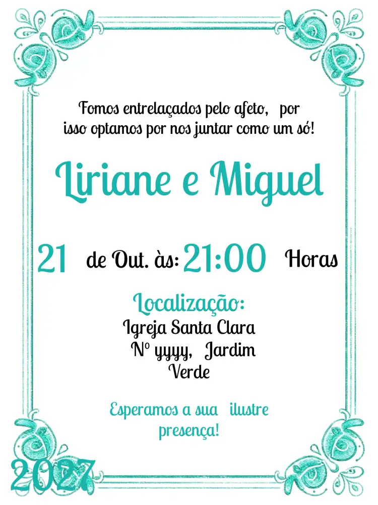 Convite Casamento Arabescos Branco – tema Casamento elegante, romântico, moderno, minimalista, turquesa, branco