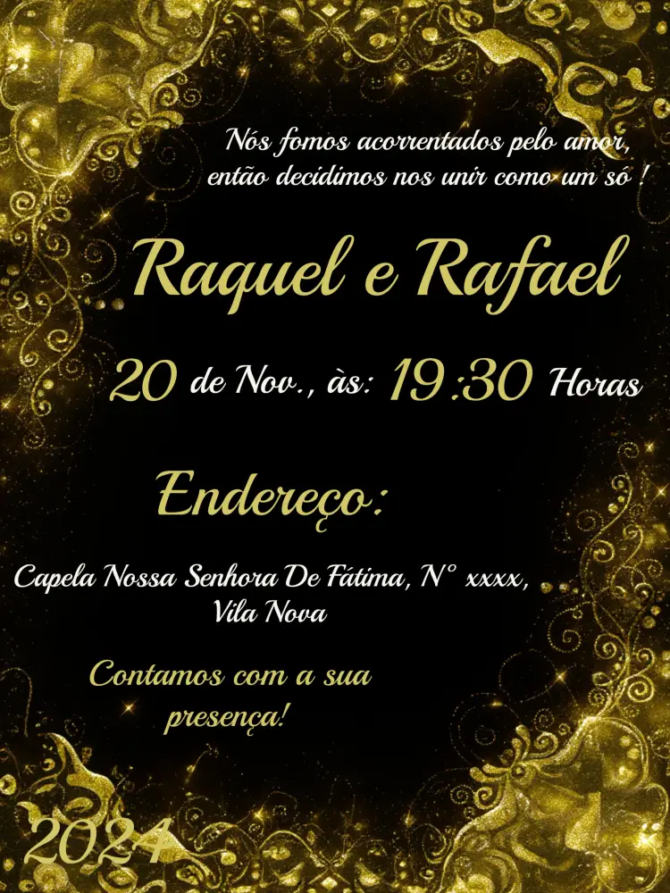 Convite Casamento Arabescos Dourado