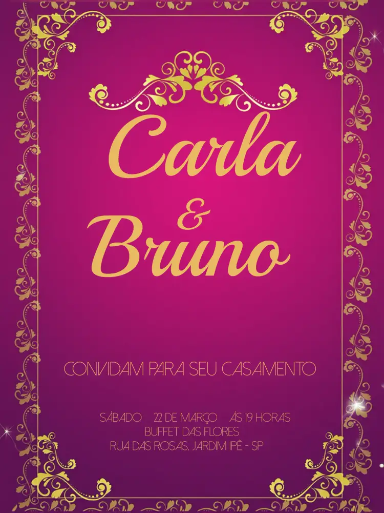 Convite Casamento Arabescos Dourado