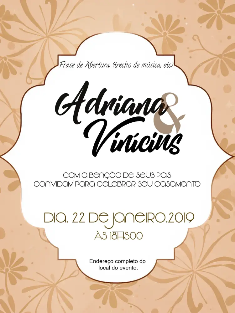 Convite Casamento Arabescos Elegante