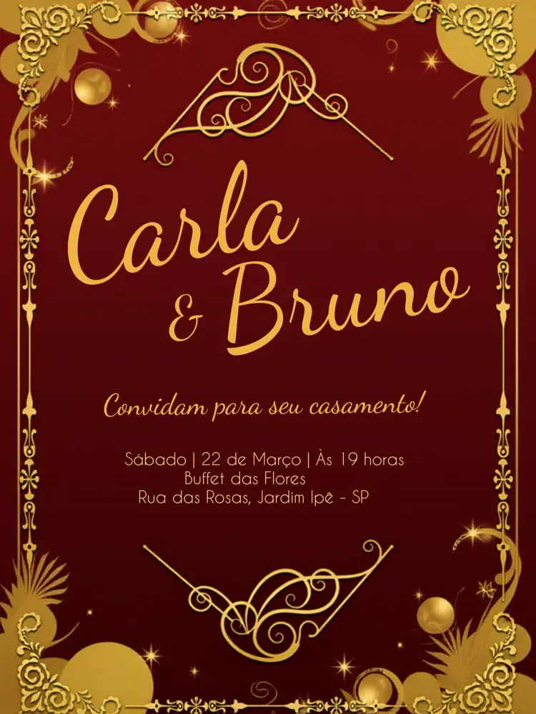 Convite Casamento Arabescos Elegante