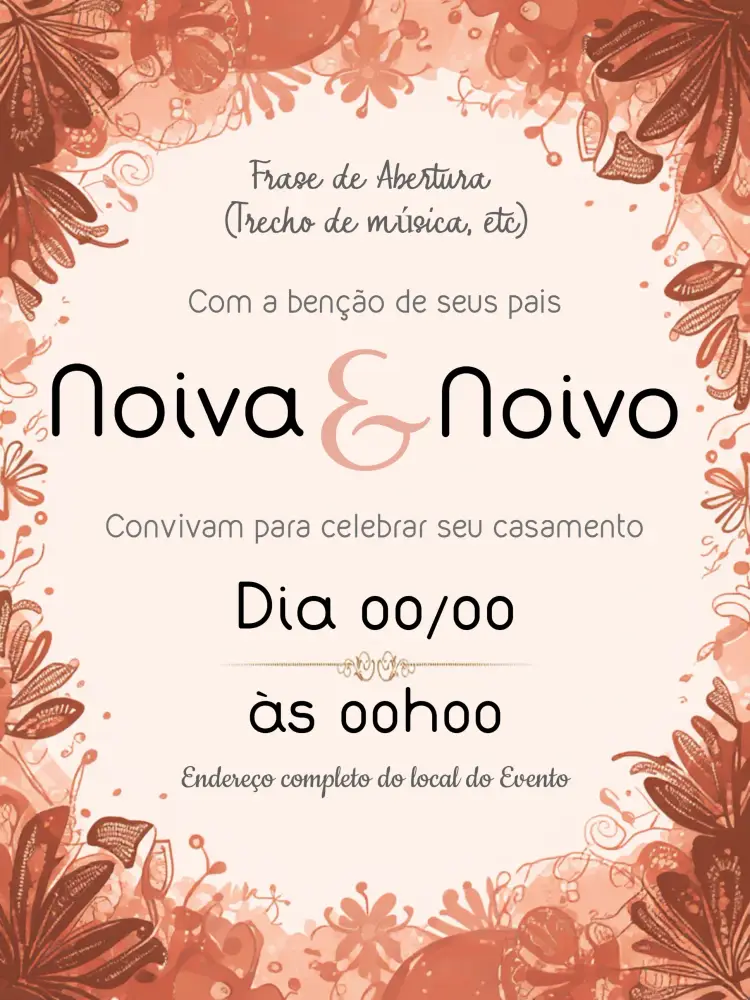 Convite Casamento Arabescos Simples
