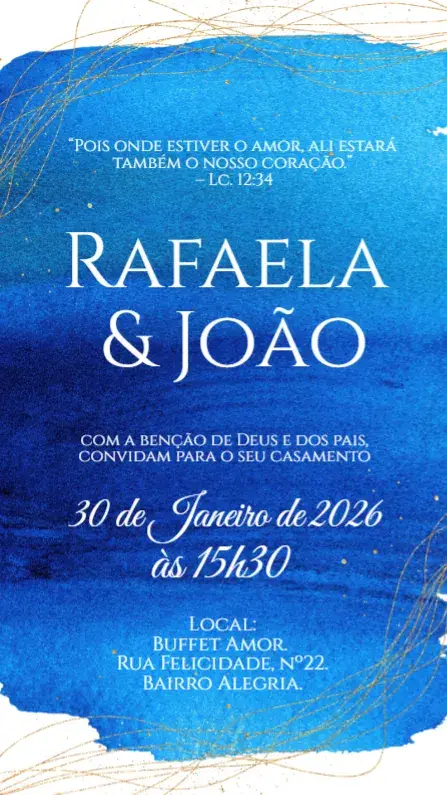 Convite Casamento Azul