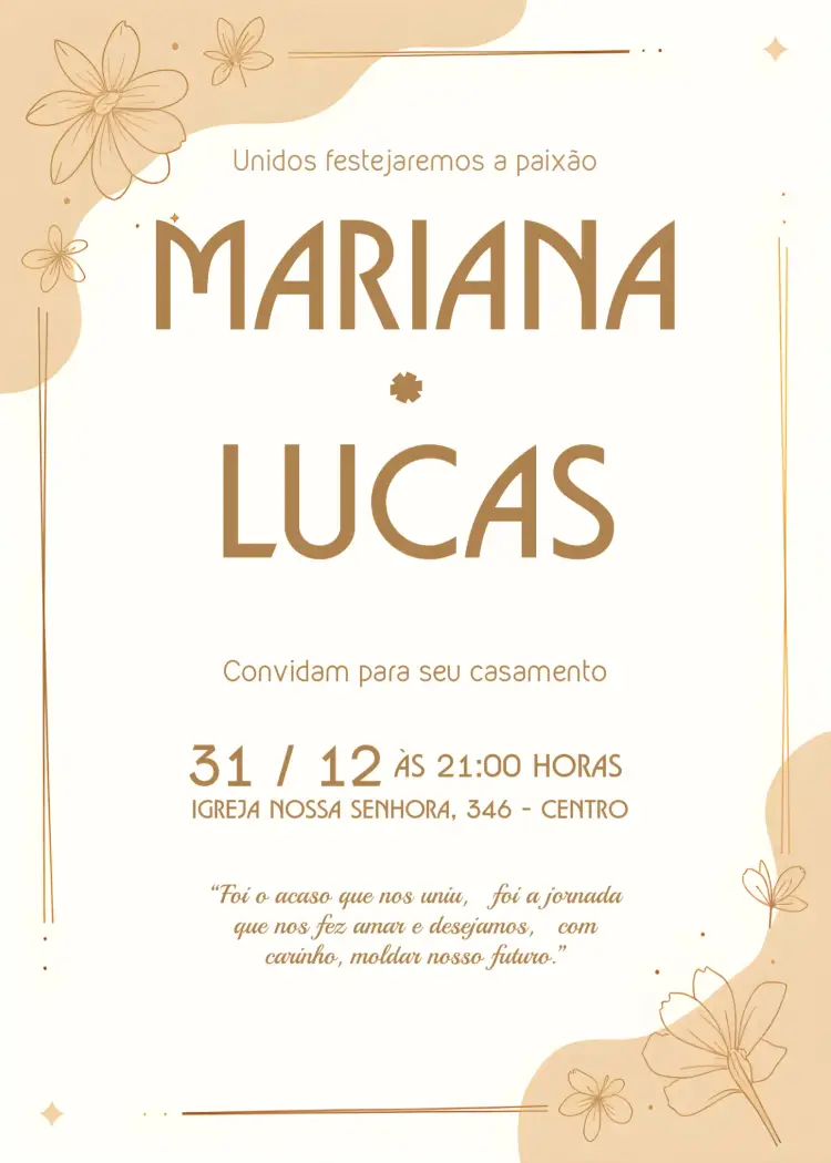 Convite Casamento Brilho
