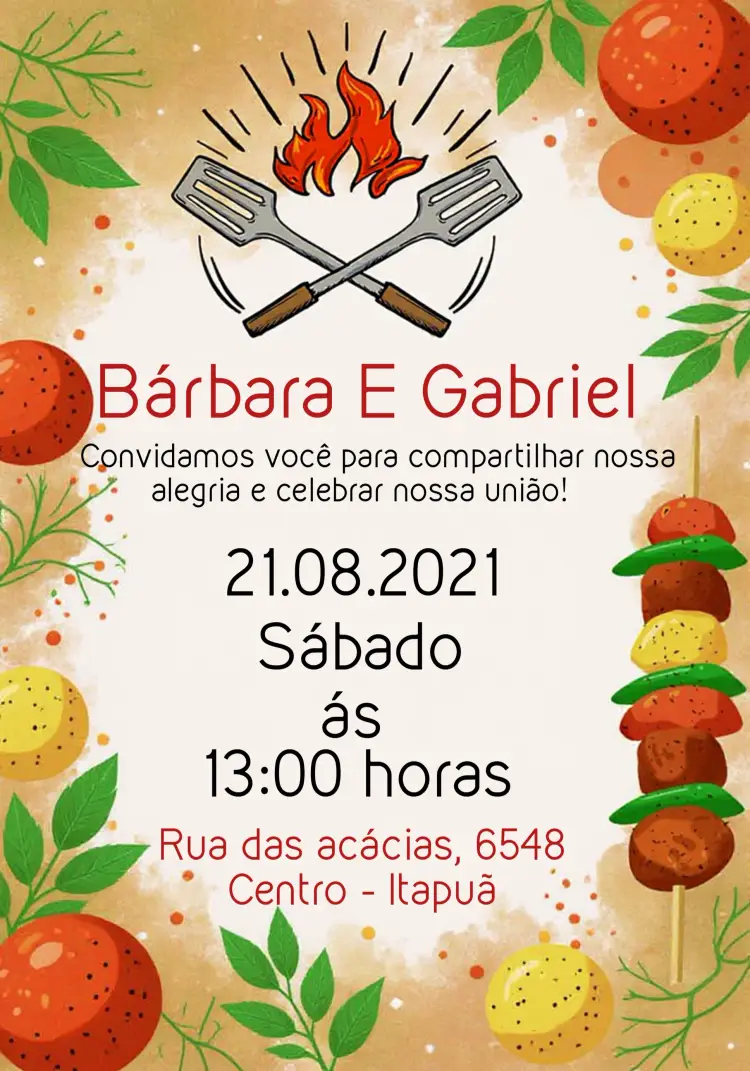 Convite Casamento Churrasco Brasa