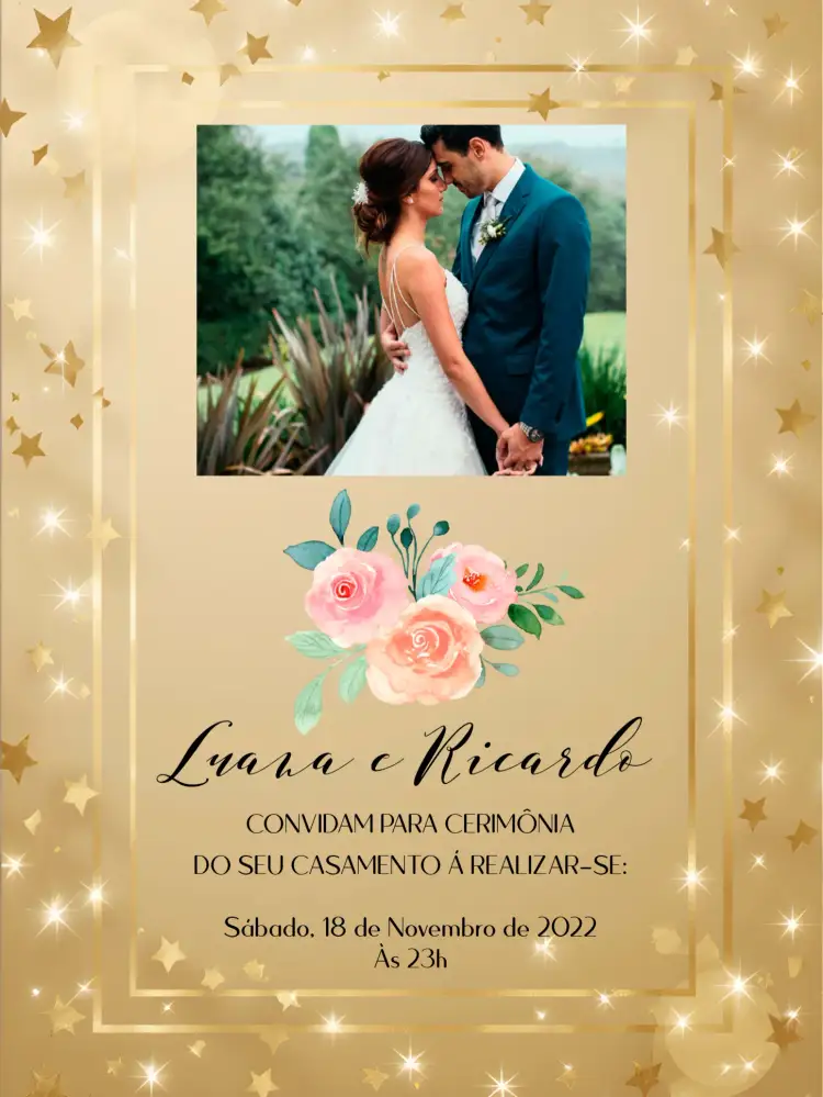 Convite Casamento Com Foto Digital – tema Casamento minimalista, elegante, romântico, moderno, branco, fotográfico