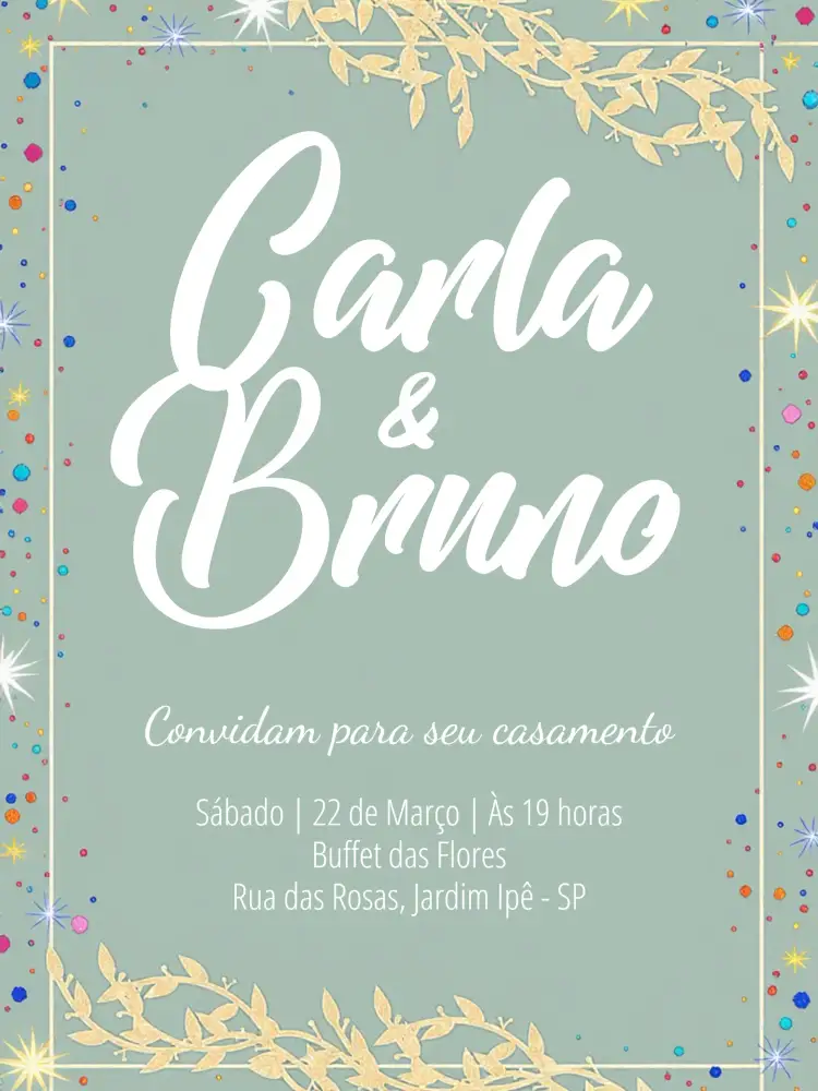 Convite Casamento Delicado Raminhos – tema Casamento tiffany, delicado, floral, moderno, elegante