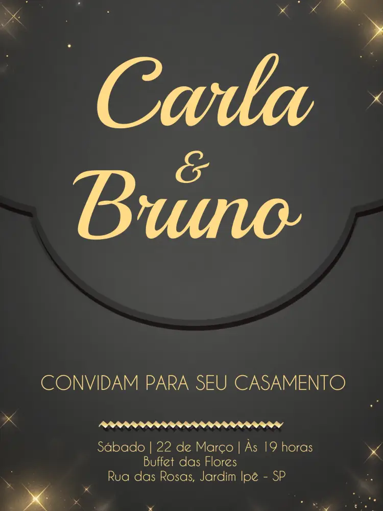 Convite Casamento Elegante Chique