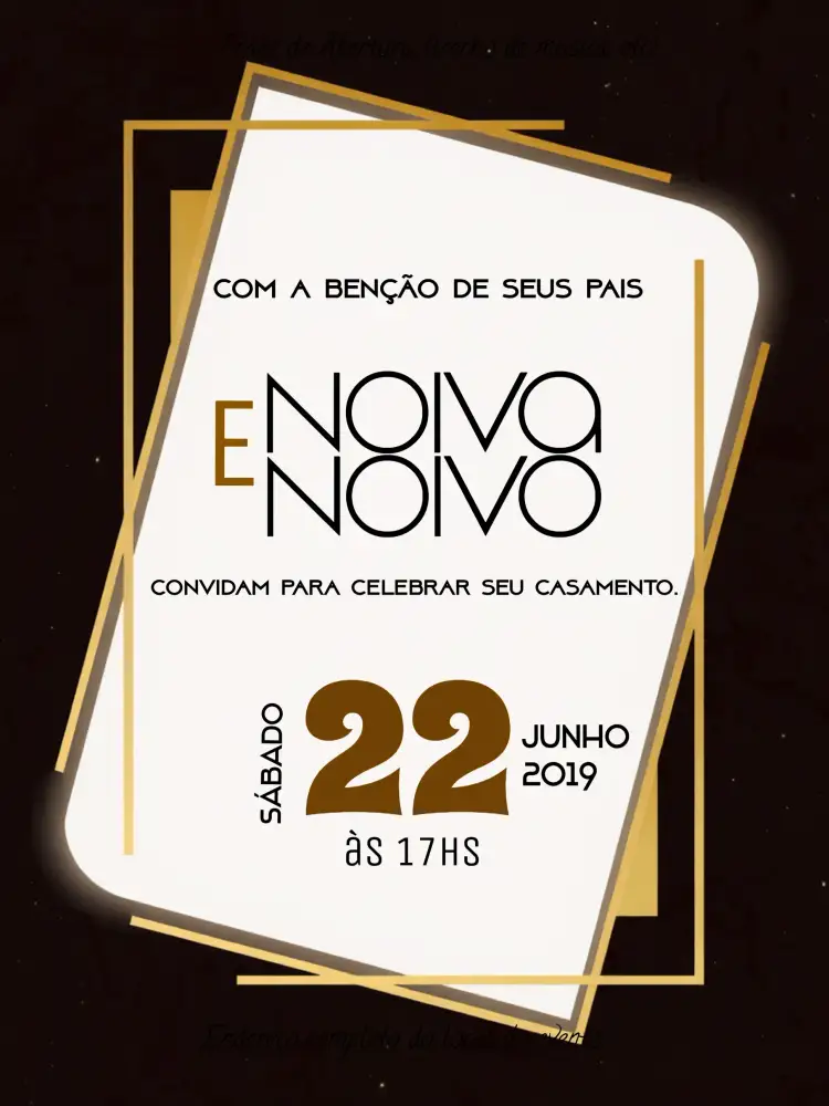 Convite Casamento Elegante Chique – tema Casamento elegante, chique, dourado, branco, moderno, sofisticado