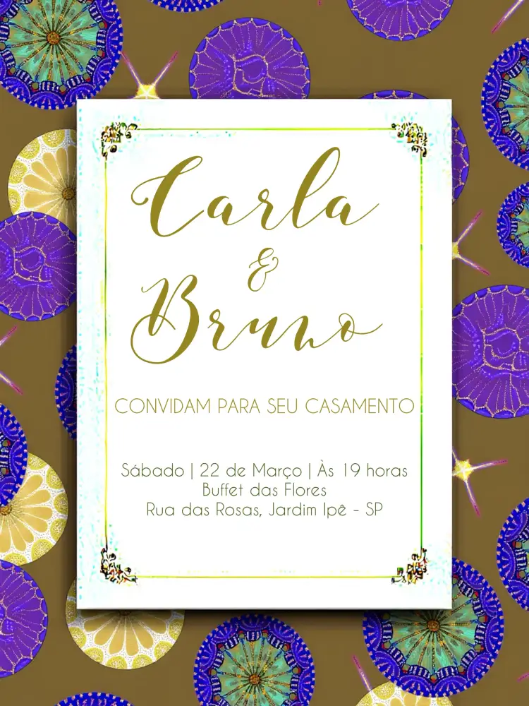Convite Casamento Elegante Dourado Branco