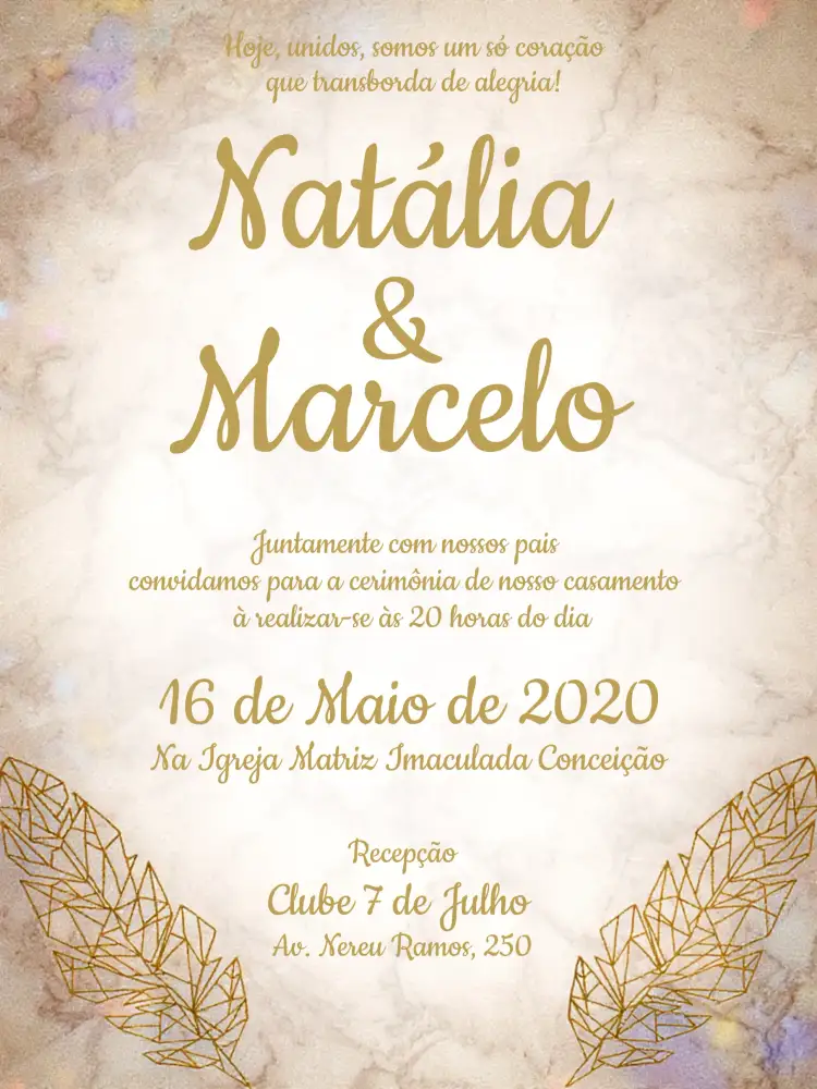 Convite Casamento Elegante - Dourado E Branco – tema Casamento dourado, branco, minimalista, moderno, elegante