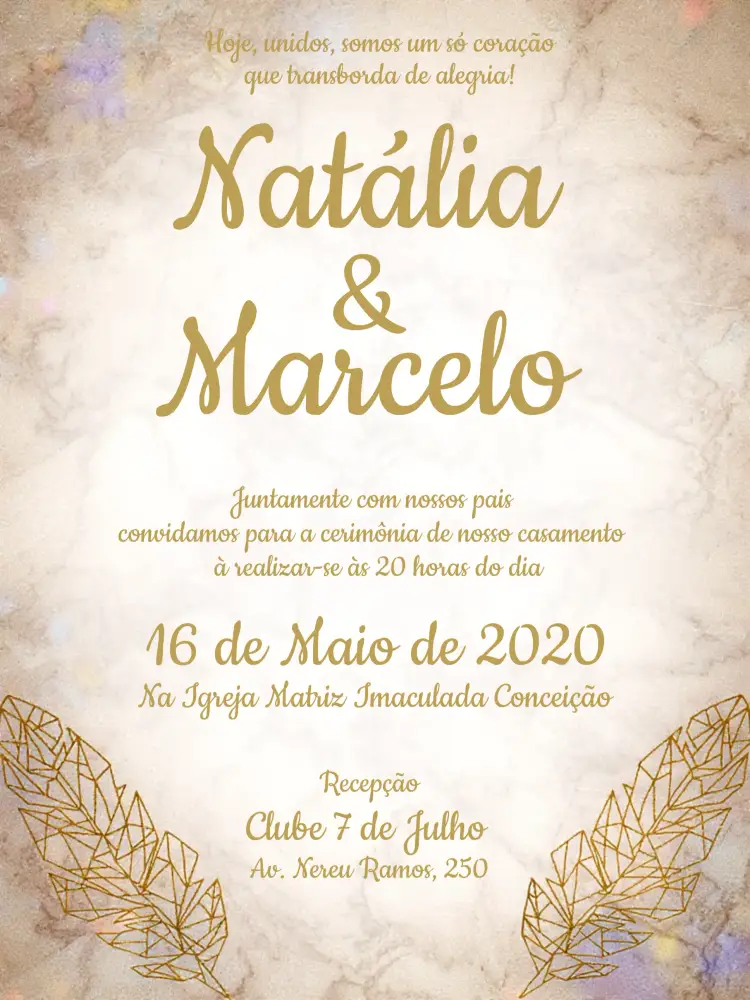 Convite Casamento Elegante - Dourado E Branco
