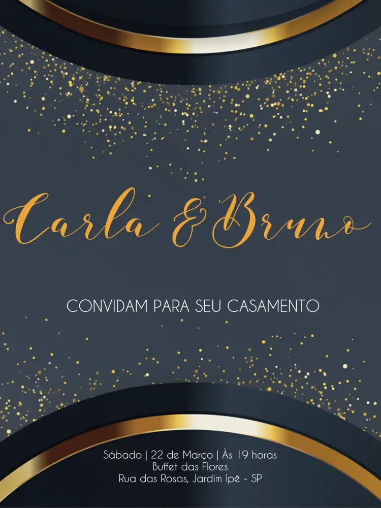 Convite Casamento Elegante Preto