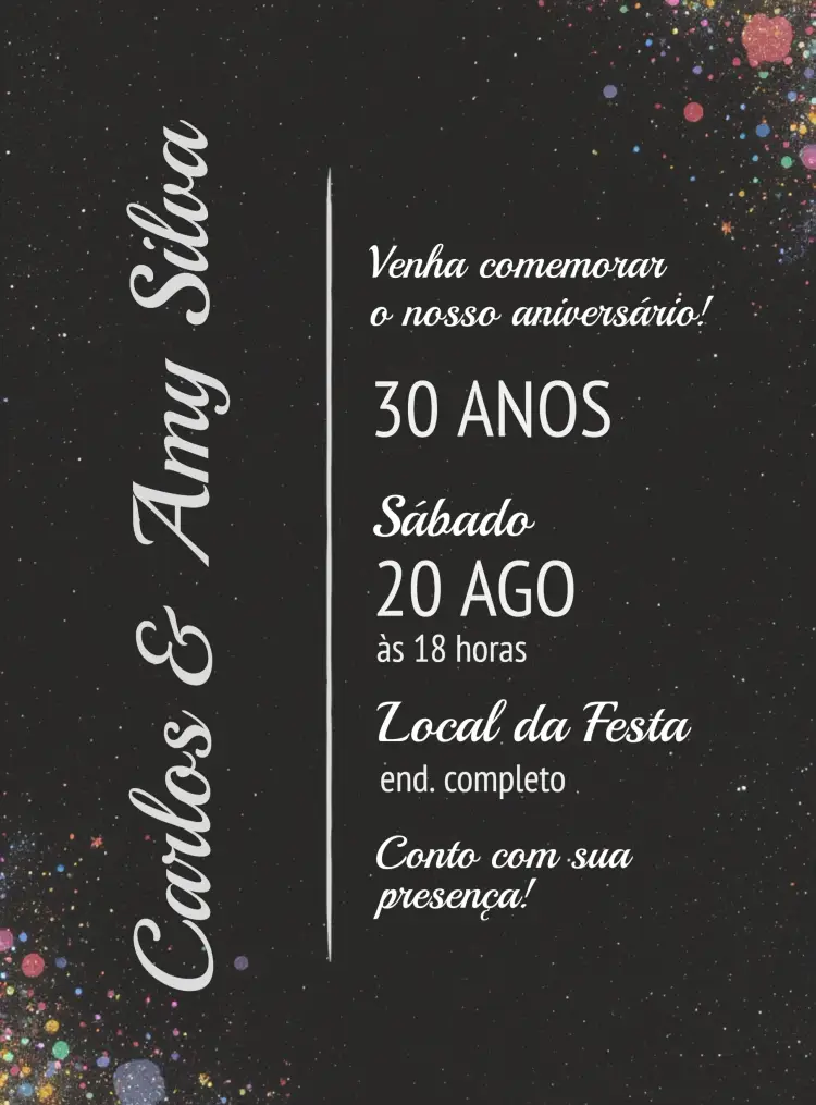Convite Casamento Elegante Preto