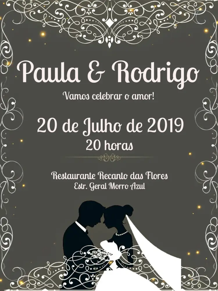 Convite Casamento Elegante Provençal Com Arabescos Preto E Branco Cinza – tema Mais pesquisados elegante, provençal, arabescos, preto e branco, minimalista, moderno