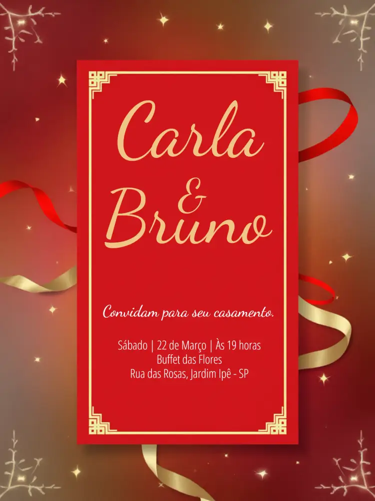 Convite Casamento Elegante Vermelho